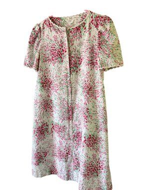 Chiha 1960s Womens All-over Floral Scalloped Edge Midi Shift Dress Size XS Rare